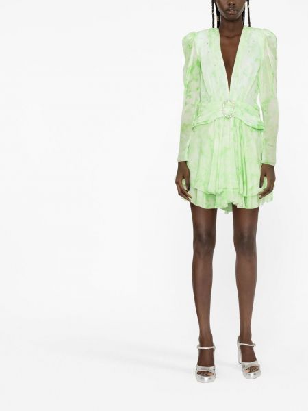 Křišťálové hedvábné koktejlové šaty Alessandra Rich zelené