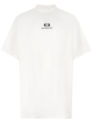 Džersis medvilninis marškinėliai Balenciaga balta