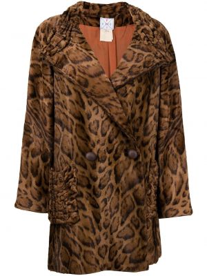 Пальто с мехом с принтом Fendi Pre-owned, коричневый