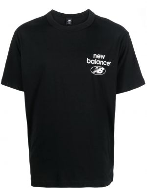 Памучна тениска с принт New Balance черно