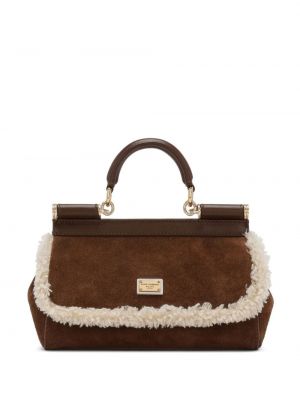 Kožená nákupná taška Dolce & Gabbana hnedá