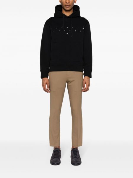 Džersis siuvinėtas džemperis su gobtuvu Emporio Armani juoda