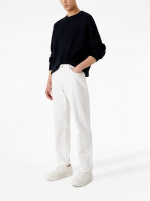 Haftowane proste jeansy Emporio Armani białe