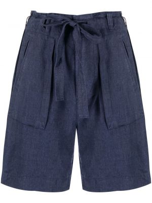 Pantaloni scurți de in cu broderie din bumbac Polo Ralph Lauren albastru