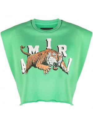 Koszulka z nadrukiem w tygrysie prążki Amiri zielona