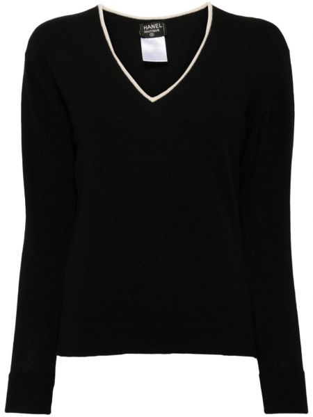 Dugi džemper od kašmira s v-izrezom Chanel Pre-owned crna