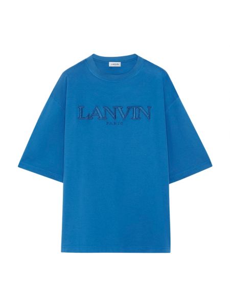 Haftowana koszulka Lanvin niebieska