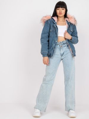 Zateplená džínová bunda s kapucí Fashionhunters