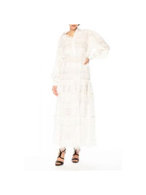 Sukienka długa w piórka Giulia N Couture biała