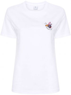 Bavlnené tričko s potlačou Ps Paul Smith biela