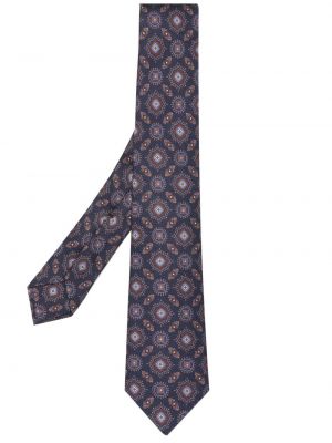 Cravatta di seta con stampa Kiton blu