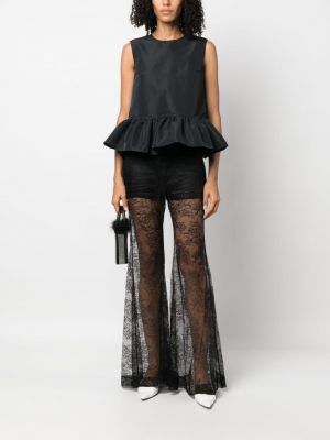 Krajkové průsvitné kalhoty relaxed fit Nina Ricci černé