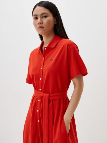Платье-рубашка Lacoste красное