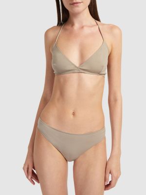 Bikini taille basse en nylon Saint Laurent beige