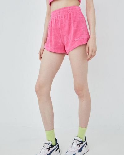 Juicy Couture pantaloni scurti femei, culoarea roz, cu imprimeu, high waist