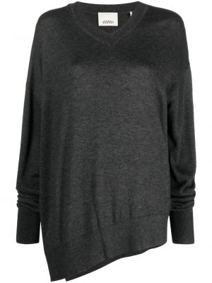Sweter z dekoltem w serek asymetryczny Isabel Marant szary