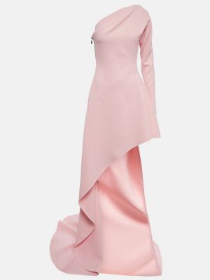Asymetrické dlouhé šaty Maticevski růžové