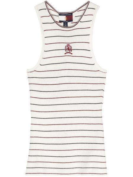 Stribet broderet top Tommy Hilfiger hvid