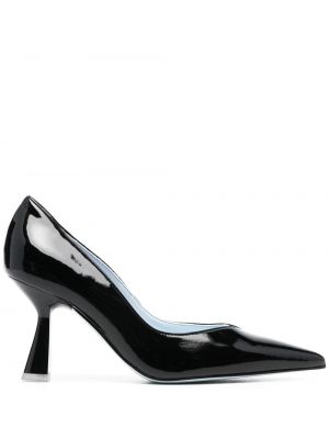 Кожени полуотворени обувки от лакирана кожа Chiara Ferragni черно