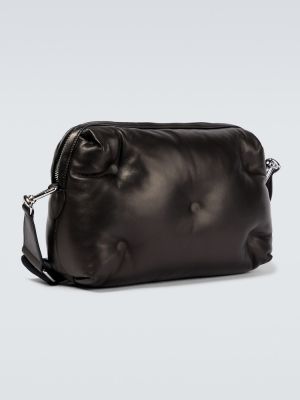 Pikowana torba na ramię skórzana Maison Margiela czarna
