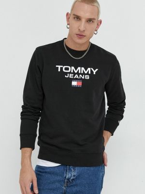 Pamut melegítő felső Tommy Jeans fekete