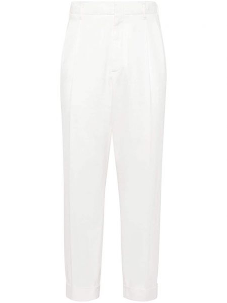 Pamučne hlače s prešanim naborom Brunello Cucinelli bijela