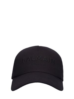 Șapcă din bumbac Balmain negru