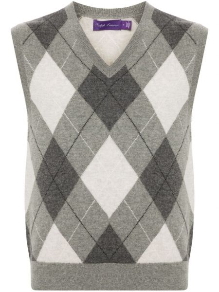 Argyle-mønstret v-hals strikket vest Ralph Lauren Purple Label