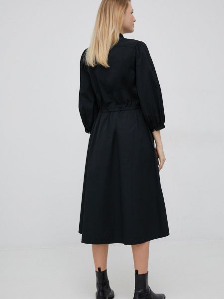 Черное хлопковое платье миди Polo Ralph Lauren