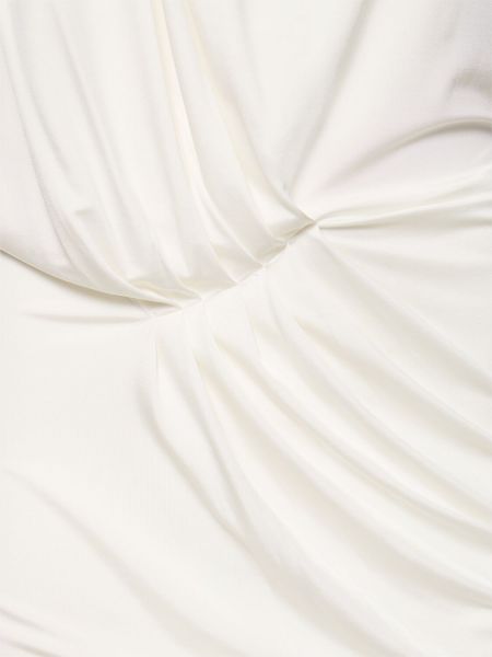 Satenska dolga obleka z izrezom na hrbtu z draperijo Alexandre Vauthier bela