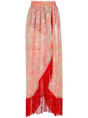 Sukňa so strapcami s potlačou s paisley vzorom Olympiah červená