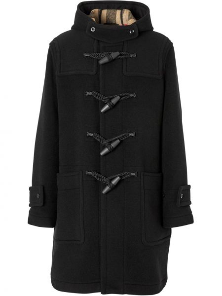 Długi płaszcz wełniany w kratkę klasyczny Burberry - сzarny