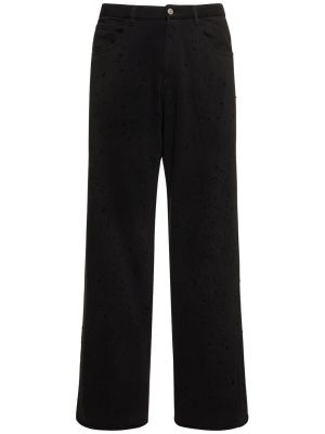 Pantaloni sport zdrențuiți din bumbac Mm6 Maison Margiela negru