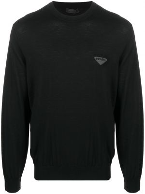 Плетен пуловер Prada черно