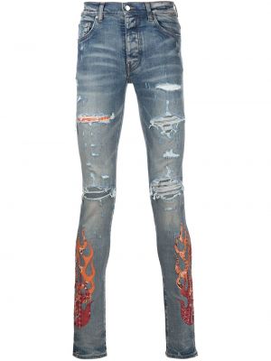 Paisley trykt rippet skinny jeans Amiri blå