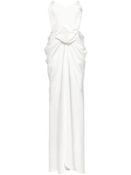 Drapiruotas gėlėtas suknele Ana Radu balta