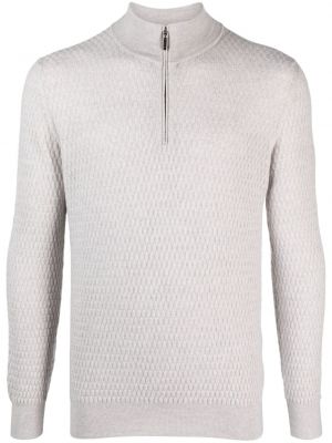 Vlněný svetr na zip Cruciani šedý