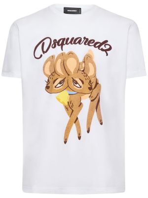Džerzej bavlnené tričko s potlačou Dsquared2 biela
