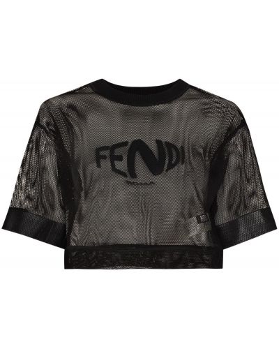Camiseta con estampado de malla Fendi negro