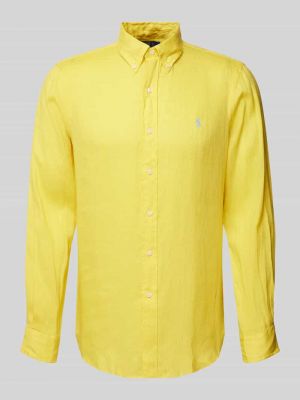 Lniana koszula Polo Ralph Lauren żółta