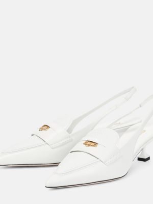Lahtise kannaosaga nahast loafer-kingad Miu Miu valge
