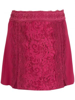 Krajkové viskózové mini sukně na zip Martha Medeiros - růžová