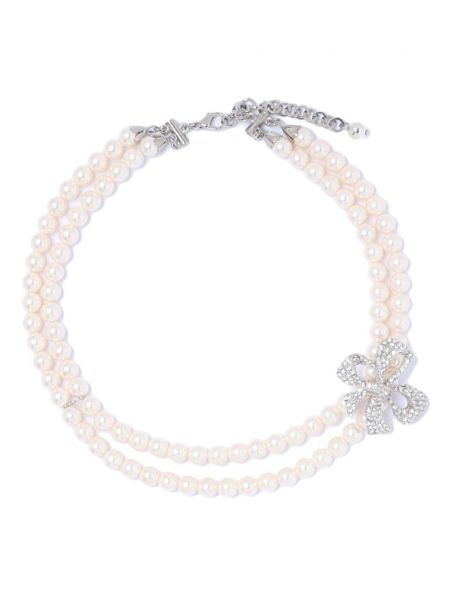 Krištáľový náhrdelník s mašľou s perlami Alessandra Rich