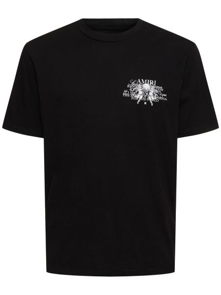 Bavlněné tričko s potiskem jersey Amiri černé