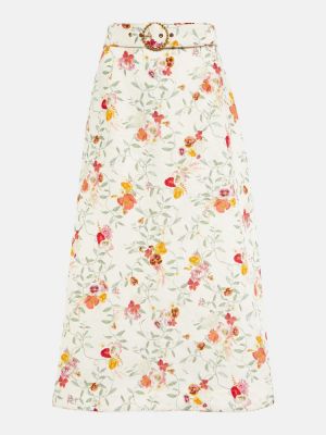 Květinové lněné midi sukně Zimmermann