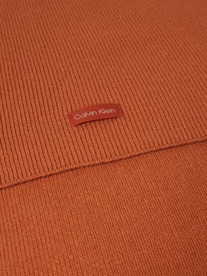Dzianinowa szal Calvin Klein pomarańczowa