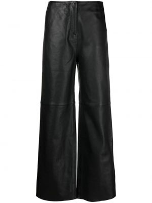 Kožené rovné kalhoty Totême černé