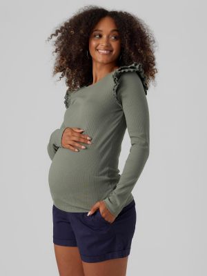 Hosszú ujjú póló Vero Moda Maternity khaki