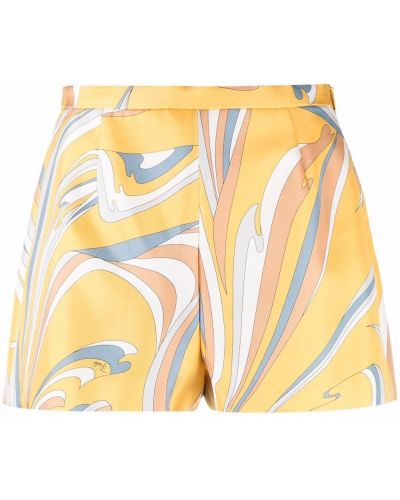 Pantalones cortos de seda con estampado Emilio Pucci amarillo