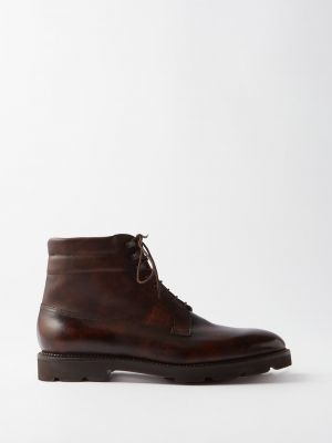 Кожаные ботинки на шнуровке John Lobb коричневые